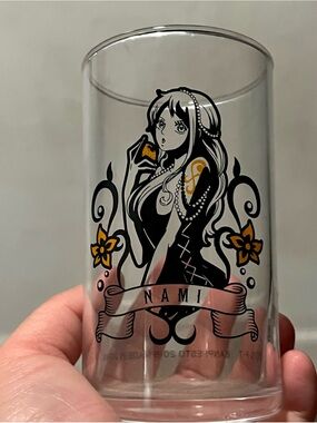 2018 One Piece Nami Illustrated Clear Glass Cup From Japan Anime Collectible